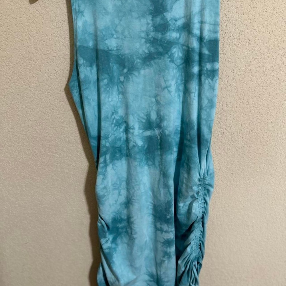 Victoria's Secret Women's Dress L Tie Dye Ruched Mini Blue Y2K Casual Beach Pool